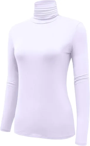 Vista 2 de Camiseta de manga larga para mujer, ligera, cuello alto, ajustada, (S-XXL)