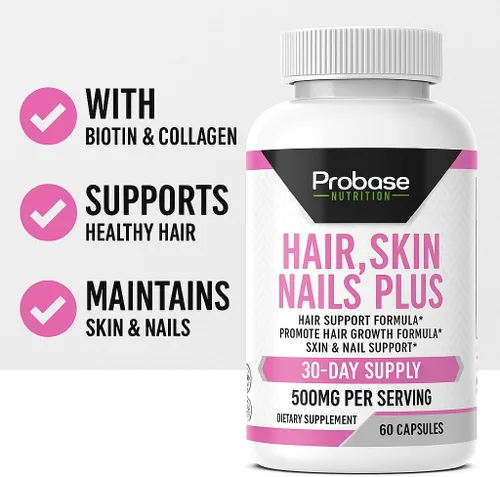 Vista 4 de Probase Nutrition Cabello, piel y uñas más 60 cápsulas de suministro para 30 días