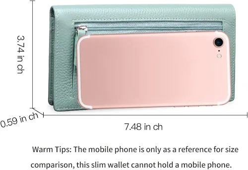 Vista 5 de GOIACII Carteras para mujer bloqueo RFID ultradelgadas cuero real tarjetero de crédito