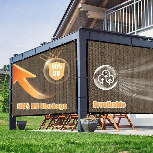 Vista 2 de Amagenix 90% tela de sombra con ojales, 5 x 10 pies, pérgola de repuesto para jardín, patio al aire libre, moca (hacemos tamaño personalizado)