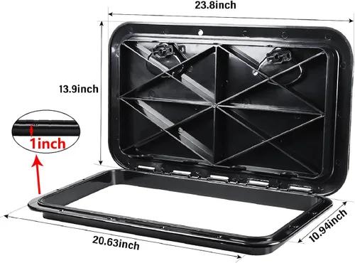 Vista 2 de NovelBee Escotilla de cubierta marina, tapa rectangular de 14 x 24 pulgadas para caravana marina RV