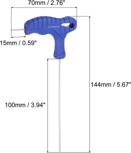 Vista 2 de uxcell Llave inglesa de doble extremo con manija en T de llave hexagonal de 0.059 in, acero métrico CR-V