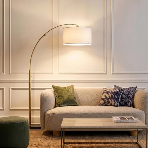 Vista 2 de Brightech Logan Lámpara de Pie de Arco, Lámpara de Pie Brillante para Salas de Estar, Oficinas y Dormitorios, Decoración Moderna de Sala de Estar