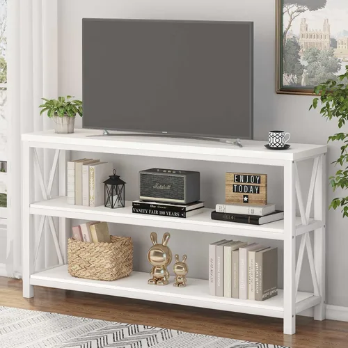 Vista 7 de FATORRI Organizador de almacenamiento de 8 cubos y mesa consola de sofá (roble blanco)