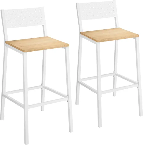 Vista 10 de VASAGLE Juego de 2 taburetes de bar, sillas de bar para cocina, comedor, industrial, gris carbón y negro ULBC070B22