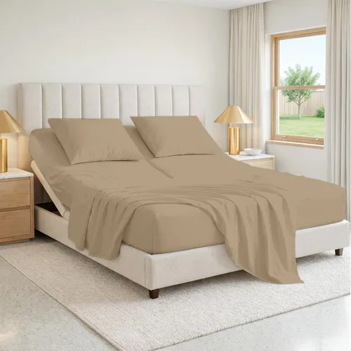 Vista 13 de SGI bedding Sábana Queen de 28" con Parte Superior Dividida Flex Head, 100% Algodón Egipcio, Cuenta de Hilos 1000, Sábana Superior Flex para Cama