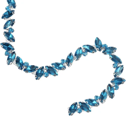 Vista 22 de uxcell Borde de cadena de diamantes de imitación de 1 yarda, aplique de cadena de cristal brillante de 0.394 pulgadas para costura, joyería