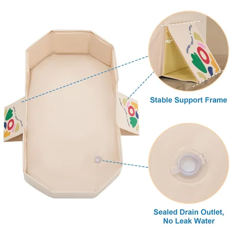 Vista 3 de RONBEI - Bañera plegable para bebé, tubo de baño plegable portátil para recién nacido, para ducha, bañera para recién nacidos con base antideslizante