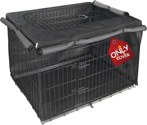 Vista 14 de Explore Land - Funda para jaula para perros, 18 pulgadas, color negro Parasol de poliéster resistente, ajuste universal para jaula de alambre