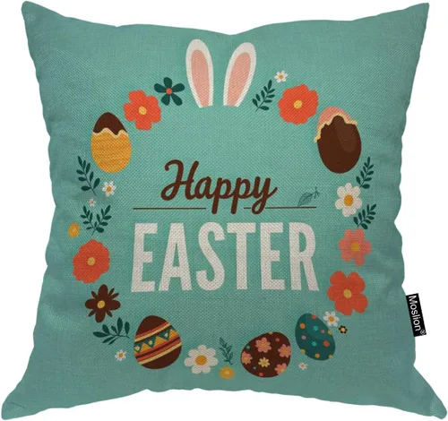Vista 15 de Moslion Shamrock - Funda de almohada decorativa para el día de San Patricio, diseño de hojas de la suerte, funda de almohada de lino y algodón