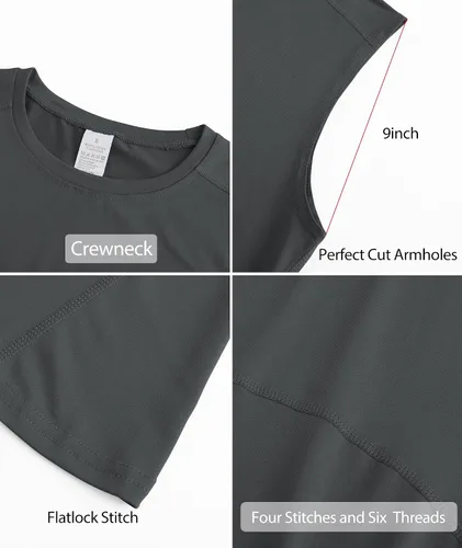 Vista 5 de Holure Camiseta sin mangas de compresión para hombre, paquete de 5 unidades, camiseta atlética para fisicoculturismo