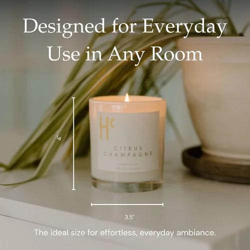 Vista 4 de Velas de soja cítricas de una sola mecha, velas perfumadas de lujo para el hogar, hasta 60 horas de tiempo de combustión, mezcla de cera de soja