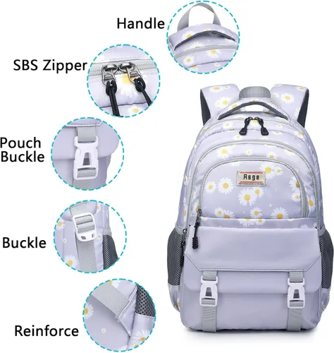 Vista 4 de Asge Backpack for Girls Backpack Teenage School Backpack College Bookbag for Kids Casual Daypack with Lunch Box
