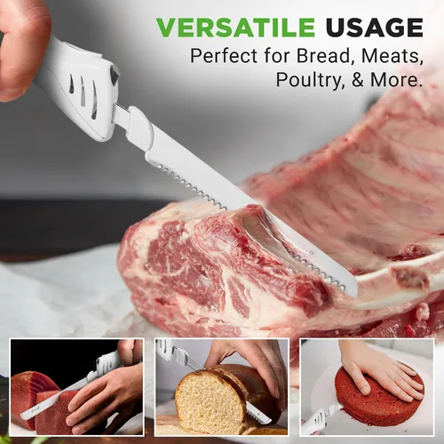 Vista 2 de NutriChef Rebanador Eléctrico de Pavo Cuchillo de Cocina Para Acción de Gracias Cortador de Alimentos Eléctrico Portátil Juego de Cuchillos
