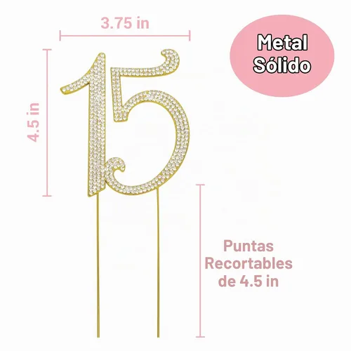 Vista 4 de Decoración para pastel 30 con strass de cristales premium. Monograma de número treinta, para cumpleaños o aniversario número 30