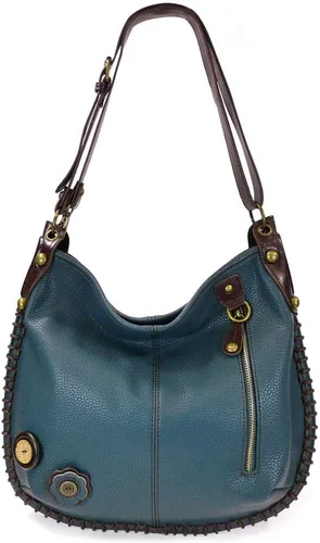 Vista 2 de Chala Bolsos, estilo casual, suave, bolso de hombro grande o cruzado con llavero, color azul marino (solo hobo marino y juego de cartera índigo)