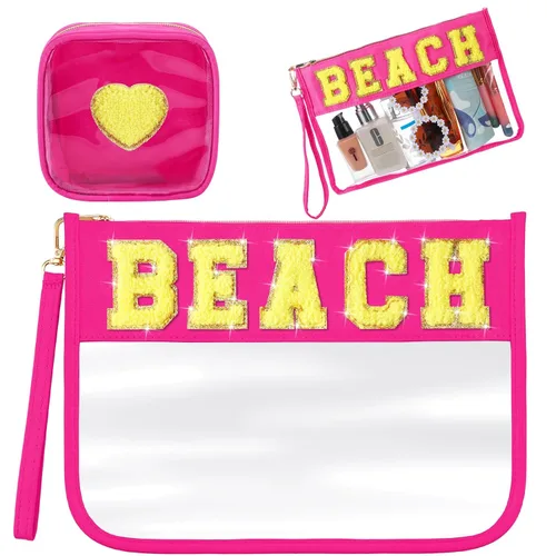 Vista 16 de Hillban Juego de 2 bolsas de bebé de chenilla, bolsas de letras de chenilla, bolsa de maquillaje, bolsa de viaje para bebé, impermeable, portátil