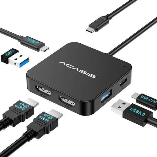 Vista 8 de Hub USB C, concentrador USB tipo C multipuerto con HDMI 4K, entrega de potencia de 100 W 3 puertos USB 3.0 1 puerto tipo C 3.0 Adaptador