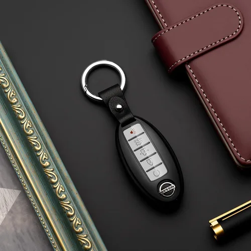 Vista 5 de Compatible con funda para llavero Nissan, Altima Maxima, Rogue Armada Pathfinder, compatible con Infiniti, funda protectora de TPU negra, accesorios