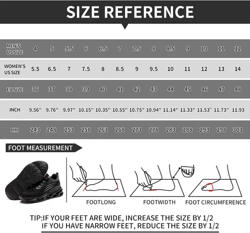 Vista 6 de ARCHINSERT Zapatos de punta de acero para hombres y mujeres, unisex, a prueba de pinchazos, zapatos de seguridad transpirables y antideslizantes