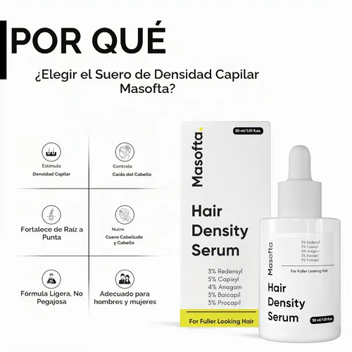 Vista 3 de Masofta - Suero de densidad del cabello para el crecimiento, cabello más completo y denso con 3% de redensyl, 5% capixyl, 4% anagain, 3% Procapil