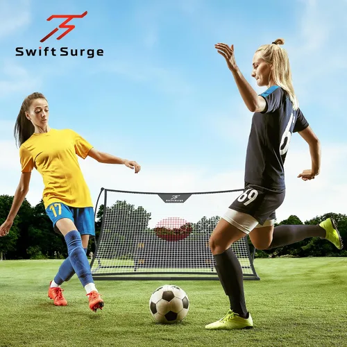 Vista 7 de Red rebotadora de fútbol SwiftSurge - Red de entrenamiento de fútbol plegable con tablero de rebote, tubos de hierro de acero - Red de fútbol
