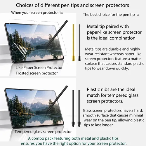Vista 4 de Puntas de metal de repuesto para Samsung Galaxy Tab S10/S9/S8/S7/S6, S26/S25/S24/S23/S22 Ultra S Pen, puntas/puntas + clip + caja de almacenamiento