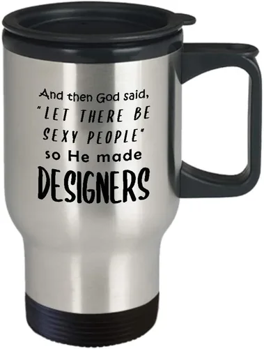 Vista 2 de Lindos regalos para taza de viaje de diseño sexy, vaso de café aislado – Desarrollador gráfico UX Artista Diseño de Interiores Moda