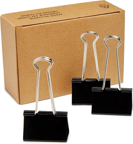 Vista 10 de Amazon Basics - Clips resistentes para carpetas de oficina, 144 unidades (paquete de 12 de 12), pequeños, 0.75 pulgadas, negros