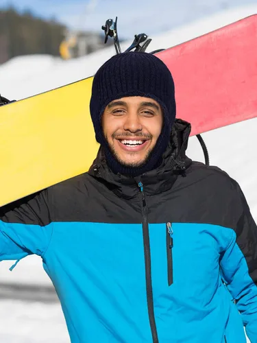 Vista 4 de 2 máscaras faciales de invierno para esquí, pasamontañas de punto cálido para hombres y mujeres, forro polar resistente al viento para deportes al