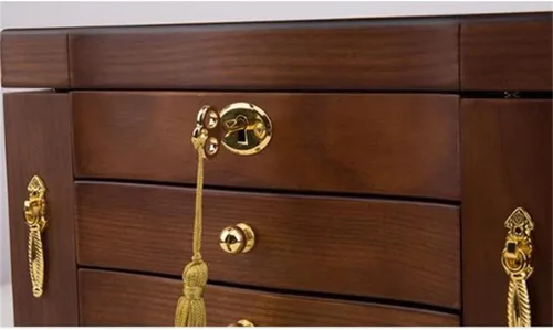 Vista 7 de CXDTBH - Joyero con cerradura, de madera antigua, estilo chino, europeo, caja de almacenamiento de joyas retro chino