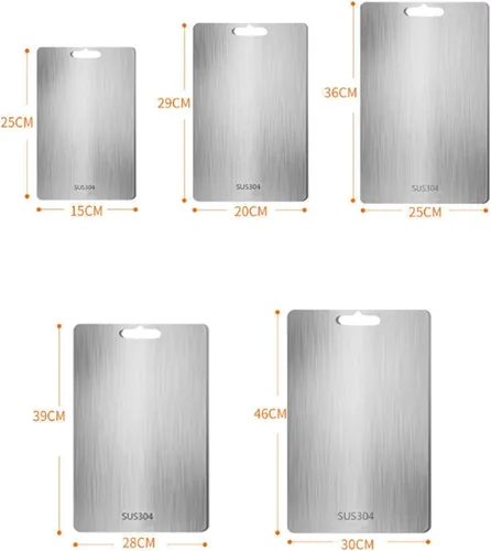 Vista 2 de Tabla de cortar de doble cara de acero inoxidable, para carne, frutas, verduras, pan y hornear, tablas de cortar de gran tamaño, aptas