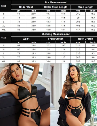 Vista 6 de Avidlove Conjunto de lencería para mujer, conjunto de brasier y calzón con aros en O, 3 piezas