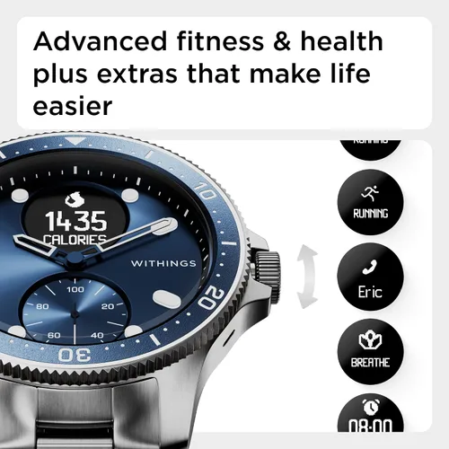 Vista 6 de Withings ScanWatch - Reloj inteligente híbrido y rastreador de actividad con GPS conectado monitor de frecuencia cardíaca monitor de sueño