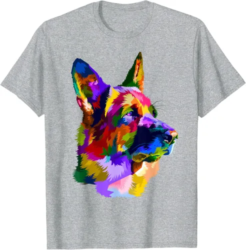 Vista 38 de Camiseta con retrato de pastor alemán para dueños de perros, Negro, S
