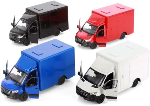 Vista 7 de KiNSMART - Mercedes-Benz Sprinter Cargo Van 1:48 O Escala 5" Modelo de Metal Fundido a Presión Furgoneta de juguete, acción de tracción (4 juegos)
