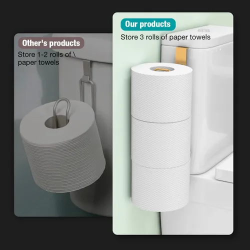 Vista 3 de Conworld Soporte de Papel Higiénico Dorado de Níquel Cepillado para 3 Rollos de Papel Higiénico, 1 Paquete Almacenamiento de Papel Higiénico de Baño