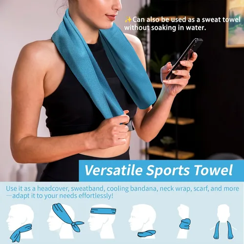 Vista 8 de YESLIFE Paquete de 4 toallas refrescantes de 40 x 12 pulgadas, toallas de gimnasio para hombres y mujeres, toallas de entrenamiento suaves y Negro