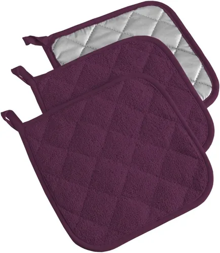 Vista 62 de DII - Agarradera acolchada, 100% algodón, colección Terry básica, color gris, ovalada, 2 piezas