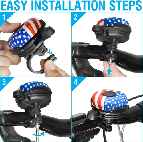 Vista 6 de MARQUE Campana de Bicicleta para Adultos y Niños – Bonito, Fuerte y Claro Sonido de Timbre de Bicicleta – Accesorios Esenciales para Bicicleta