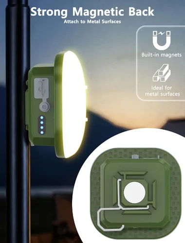 Vista 9 de Luz recargable para tienda de campaña, luz LED de camping con imán, batería de 4500 mAh, carga USB-C, linternas con 5 modos de iluminación, luz roja