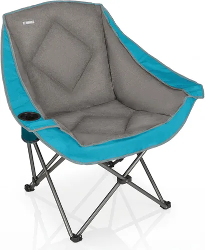 Vista 8 de Silla de Campamento Plegable CAMPHILL, Silla de Camping Portátil Extra Grande con Portavasos, Silla de Césped Resistente Acolchada para Camping