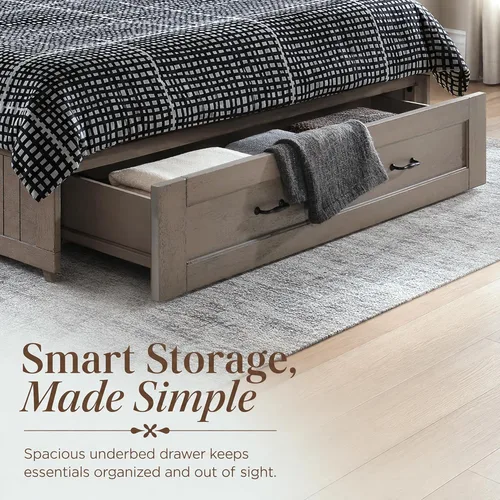 Vista 8 de Night & Day Muebles Poppy - Cama de madera flotante cepillada con colchón Murphy, Queen