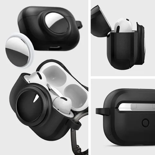Vista 2 de Spigen Tag Armor Duo diseñado para AirPods Pro (2019) y para AirTag Cover Protección sólida de doble capa, almacenamiento para Air Tag Tracker
