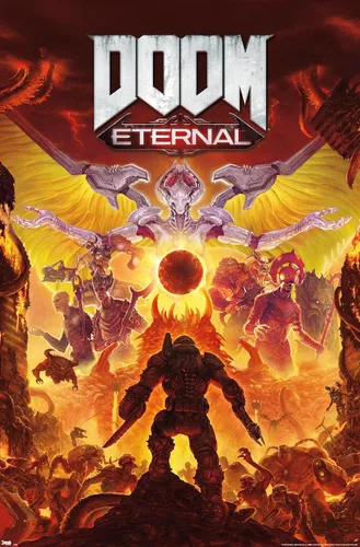 Vista 9 de Trends International Doom Eternal Maykr - Póster de pared, 22.4 pulgadas de largo x 14.7 pulgadas, versión enmarcada en madera de granero