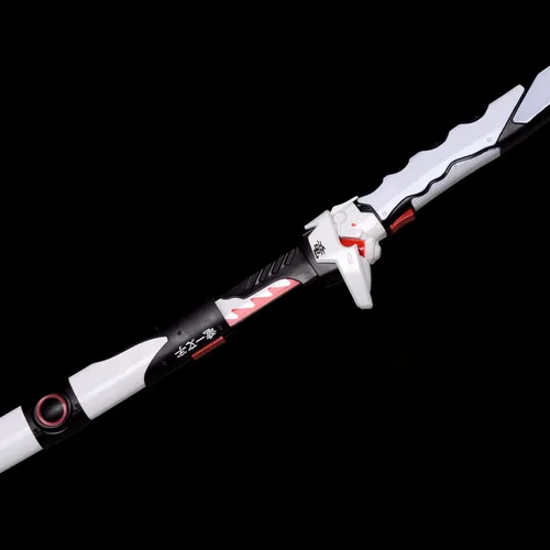 Vista 3 de Espada Katana Samurai hecha a mano, espada Genji, espadas de anime para cosplay, espada Overwatch blanca