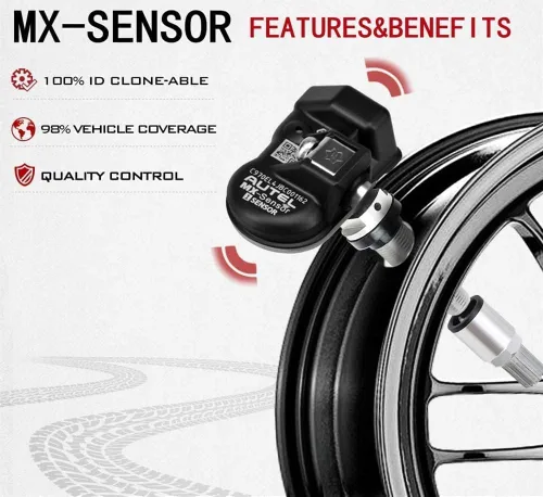 Vista 8 de Autel TPMS Sensor MaxiTPMS Autel MX Sensor 4 piezas Sensor universal de neumáticos de doble frecuencia 315MHz/433MHz Sensor TPMS de tallo de goma