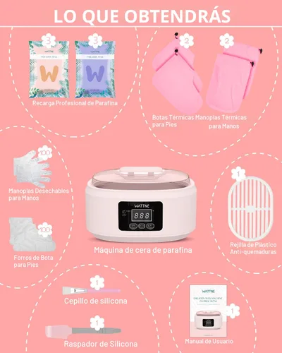 Vista 3 de Máquina de cera de parafina para manos y pies - Kit de calentador de cera de parafina hidratante con temporizador automático y función de mantener