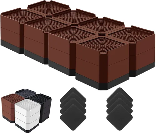 Vista 7 de Elevadores de cama resistentes, bloques elevadores de muebles ajustables de 1.5, 3, 4.3 pulgadas para patas de sofá, mesa, escritorio, refrigerador