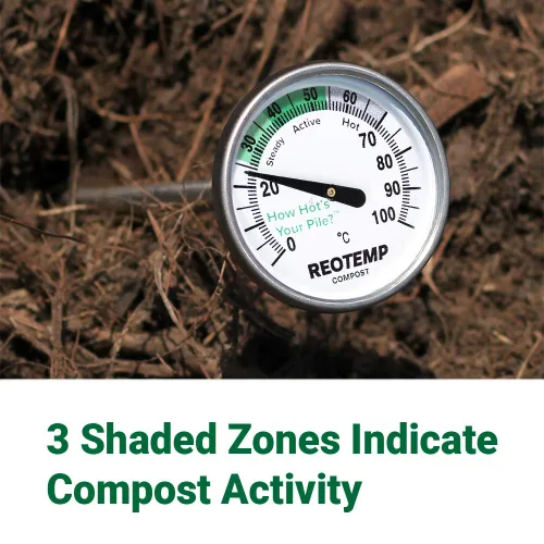 Vista 4 de Termómetro REOTEMP, 20" de tallo, para compost de jardín, con instrucciones de compostaje